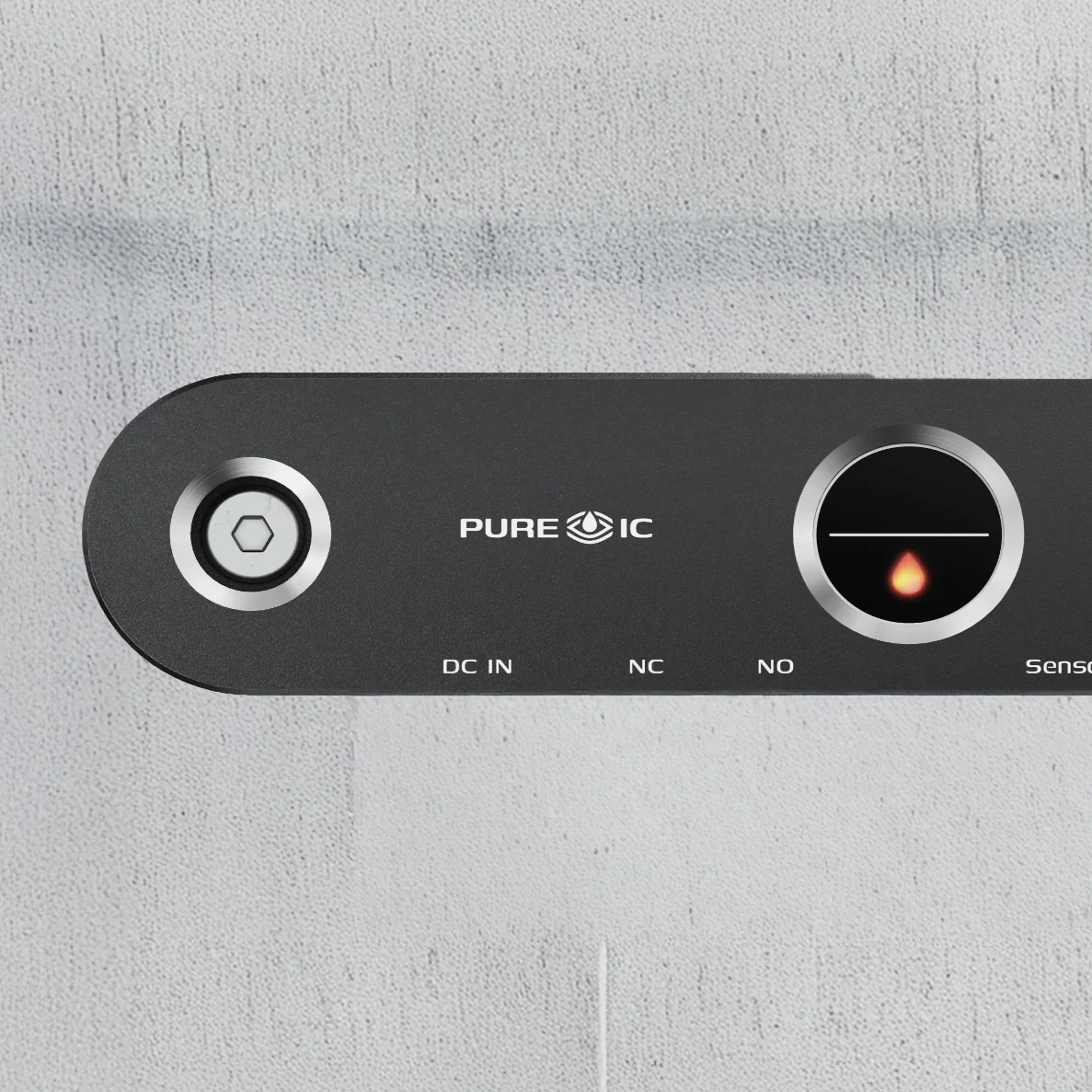 AQUA IQ water-system front panel with circular controls in a dark horizontal surround