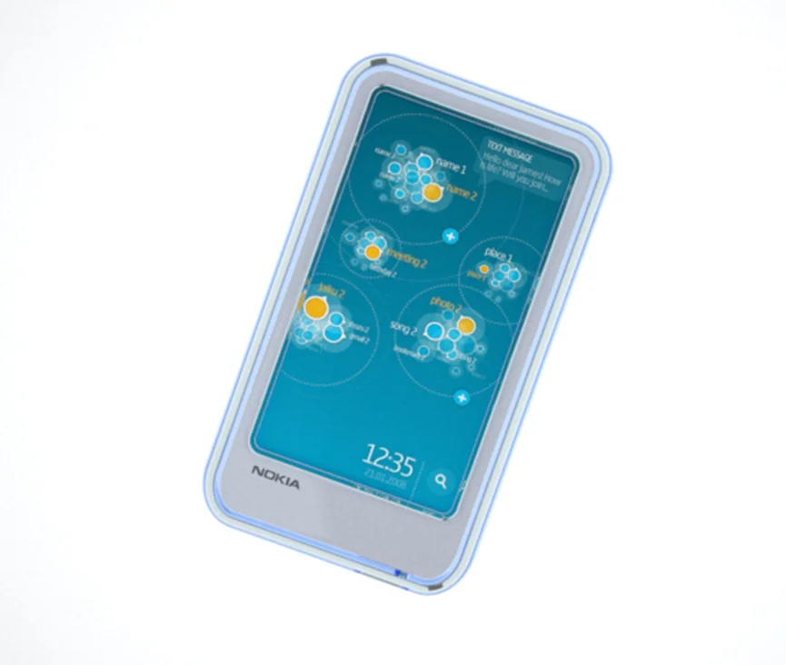 Nokia TOUCH ONE touch-phone design with a blue touchscreen interface and compact enclosure