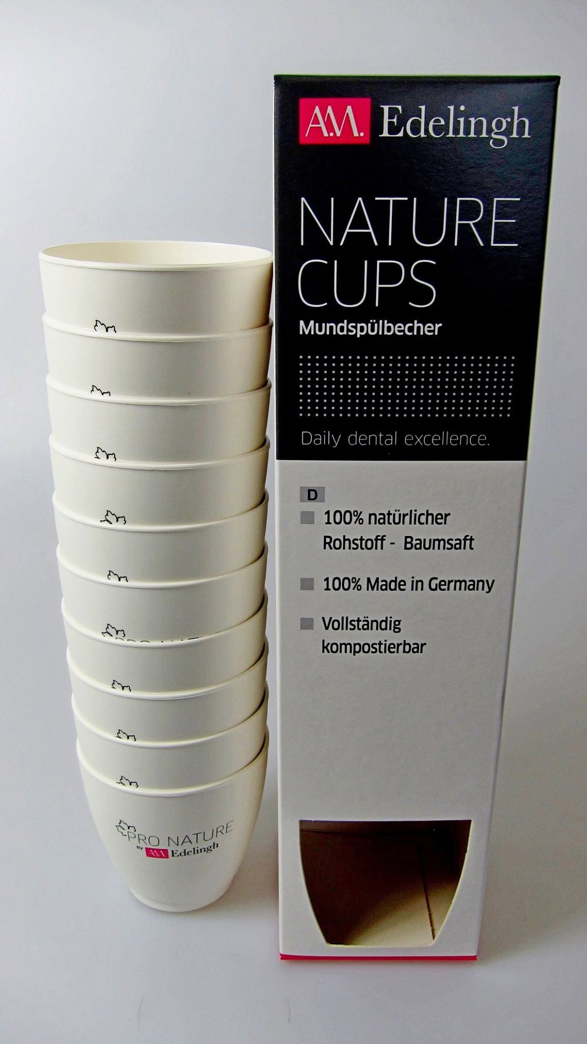 Reusable A.M. Edelingh Nature Cups with original packaging
